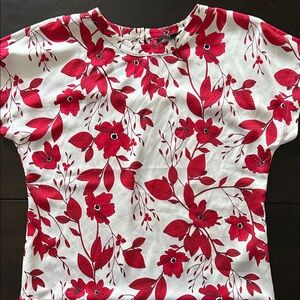 Banana Republic White Top with Red Floral Print